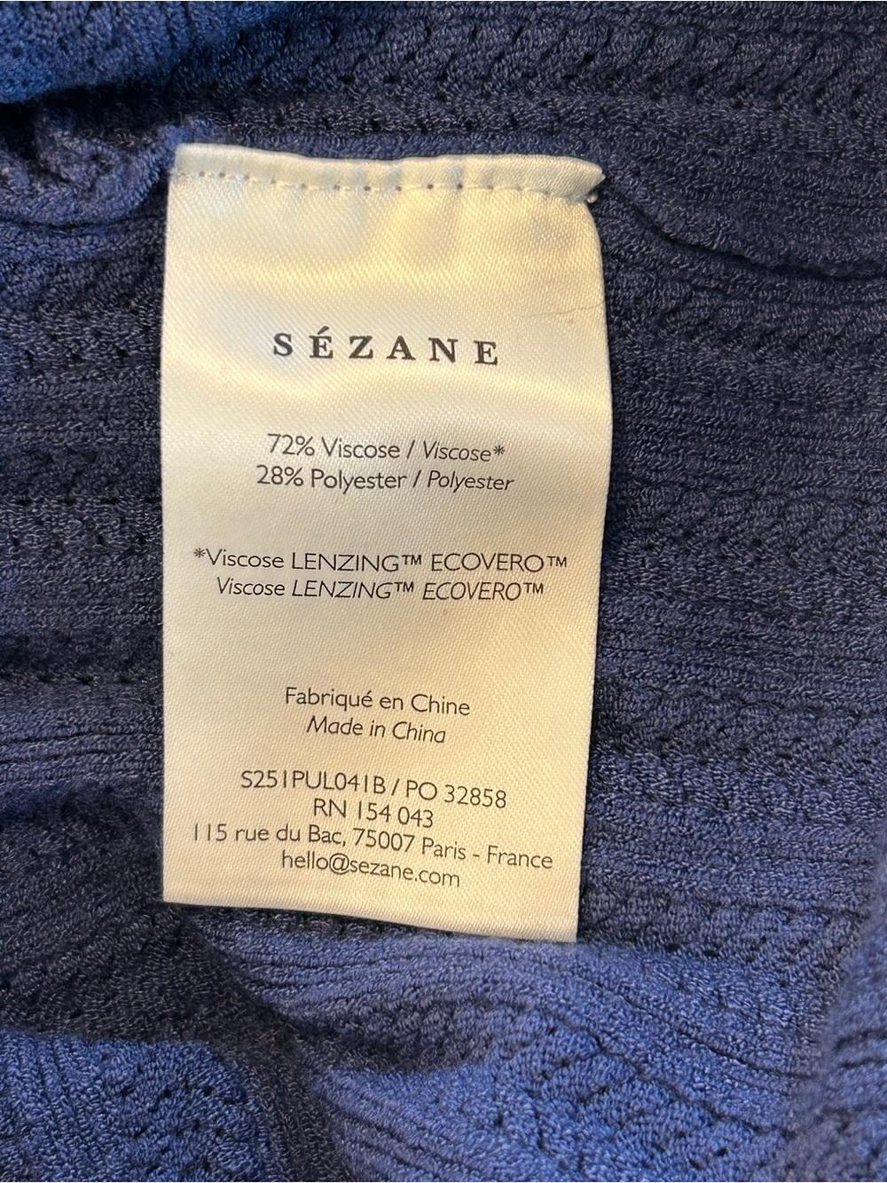 NWT Sézane CLOE Washed Blue Fancy Knit V-Neck Top 🇫🇷!! - Picture 8 of 9
